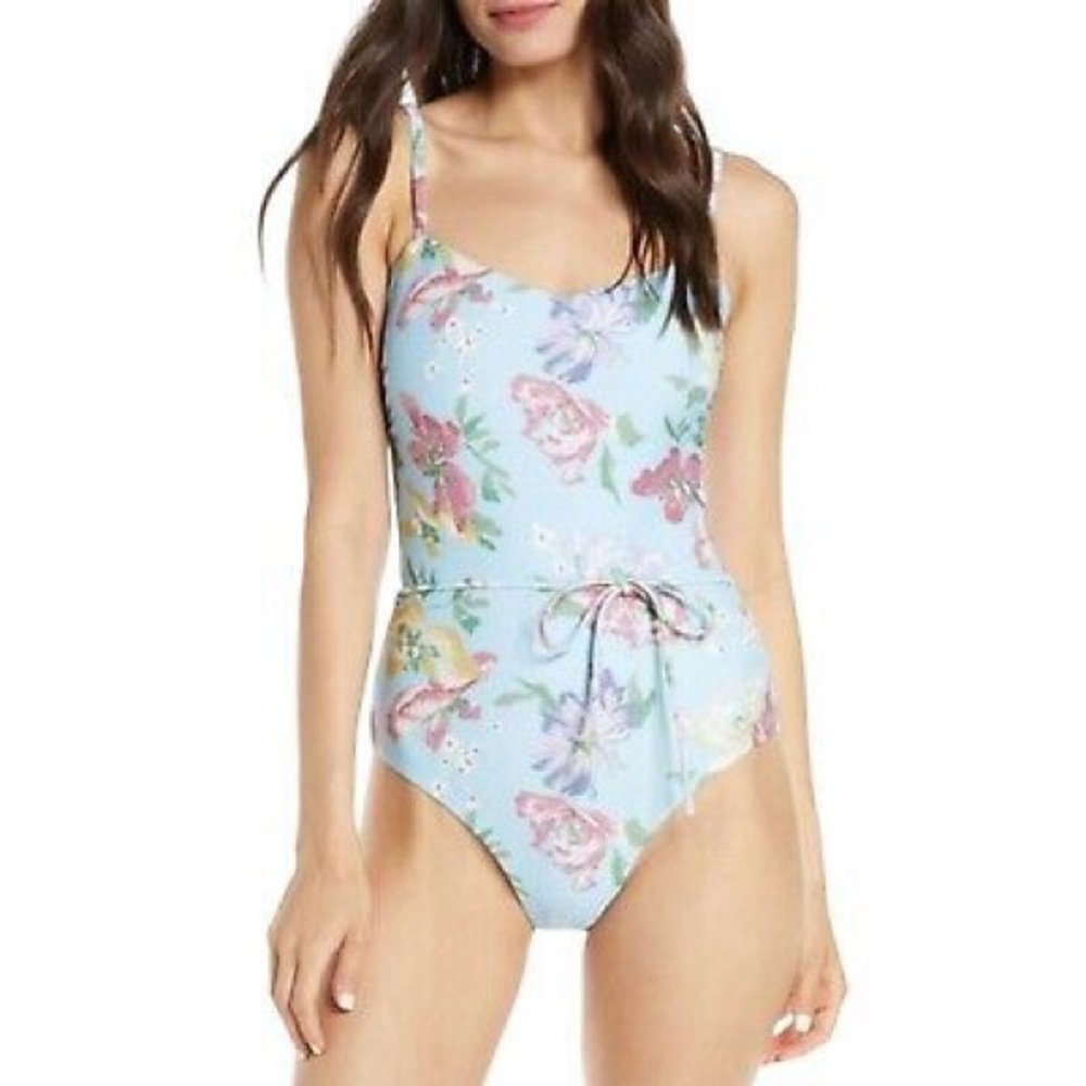 Chelsea28 Floral Tie Accent One Piece Swimsuit